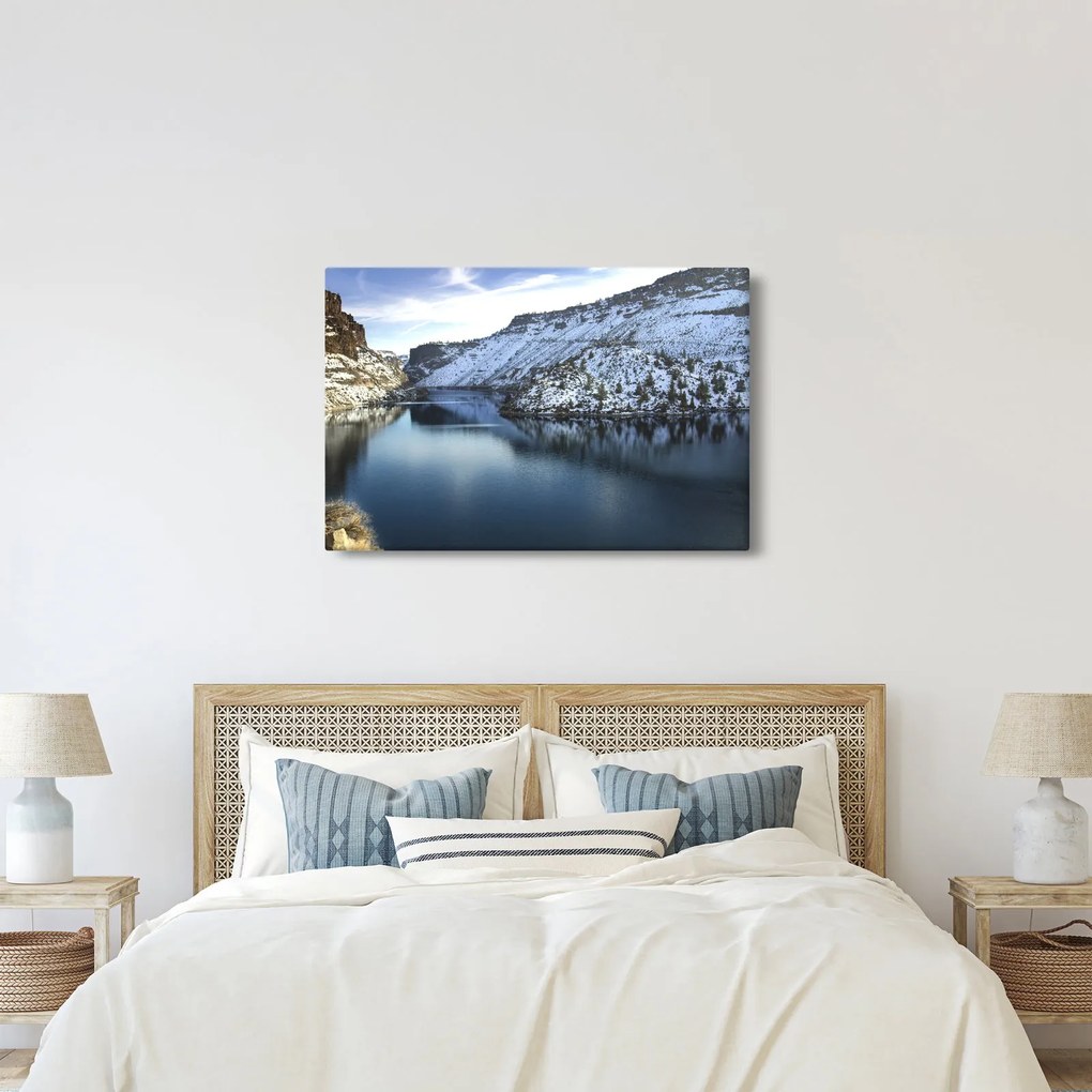 Tablou - peisaj de iarnă cu lac (90x60 cm)