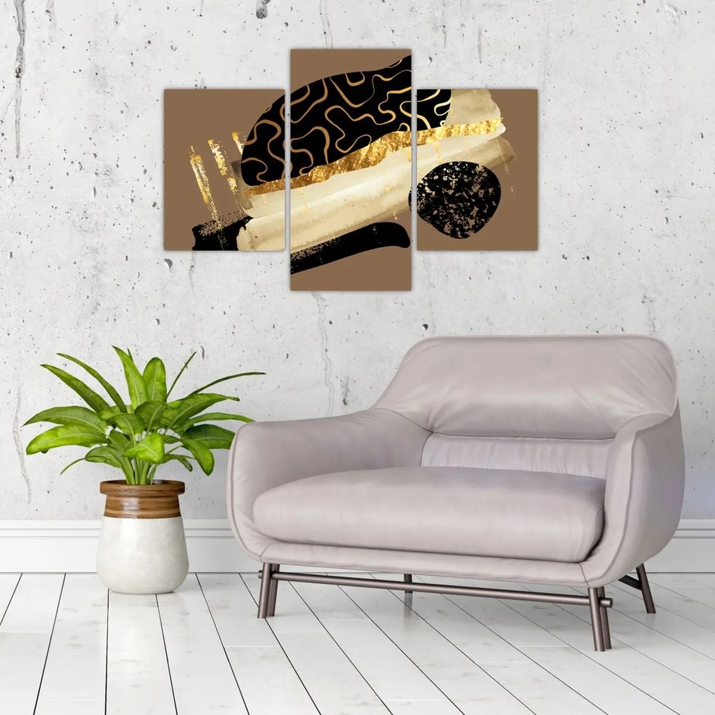 Tablou - Abstracție maro auriu N⁰3 (90x60 cm)