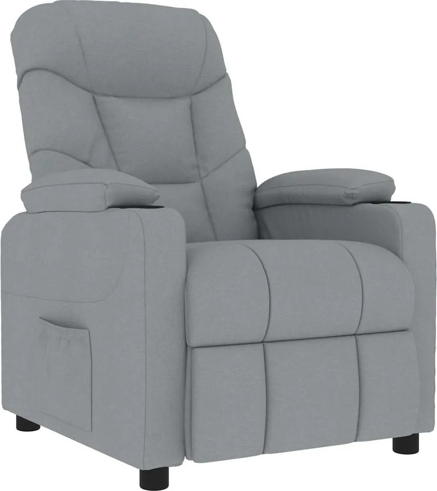 vidaXL Fotoliu de masaj, gri deschis, material textil