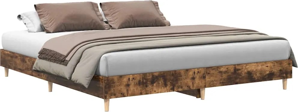 vidaXL Cadru de pat fără saltea Stejar afumat 160x200cm Lemn prelucrat