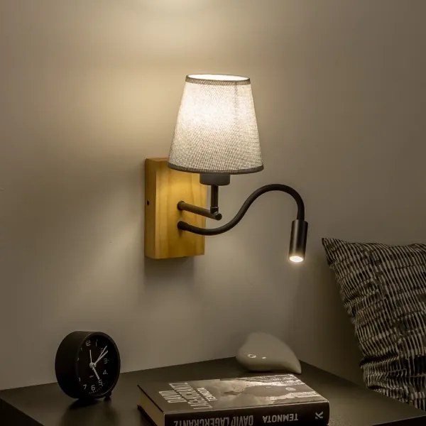 Lampă LED de perete Brilagi NUBILA WOOD 1xE27/25W/230V + LED/3W stejar/gri