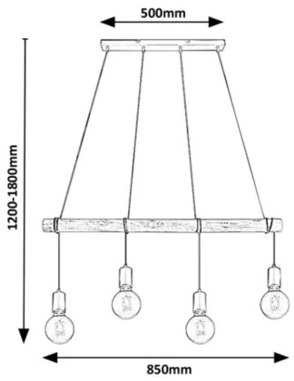 Lustră pe cablu PABLO 4xE27/40W/230V Rabalux 3980