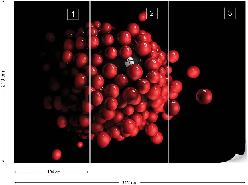 Fototapet GLIX - 3D Red Balls 2 + adeziv GRATUIT Tapet nețesute  - 312x219 cm