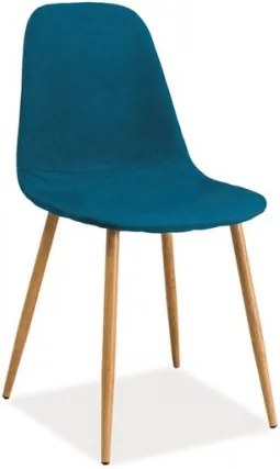 Scaun tapitat cu stofa, cu picioare metalice Fox Teal / Oak, l44xA39xH86 cm