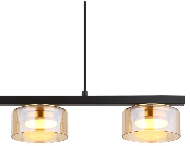 Lustra suspendata din metal negru cu sticla chihlimbar HIGGINS 3L