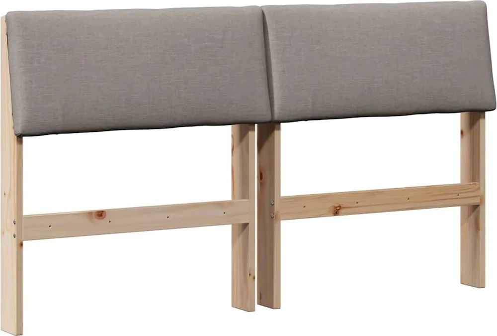 vidaXL Tăblie tapițată Gri taupe 140 cm Lemn de pin masiv