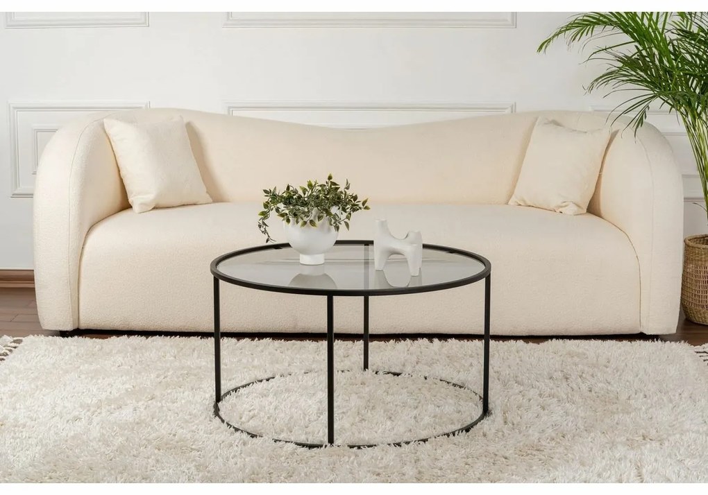 Măsuță de cafea Black cu sticlă fumurie, 80 cm