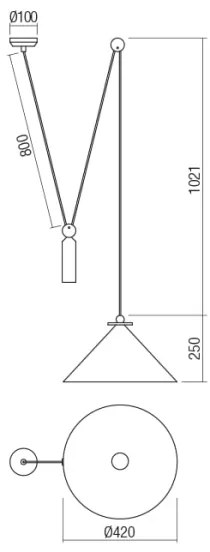 Redo 01-1545 - Lustră pe cablu KALIMBA 1xE27/42W/230V bronz
