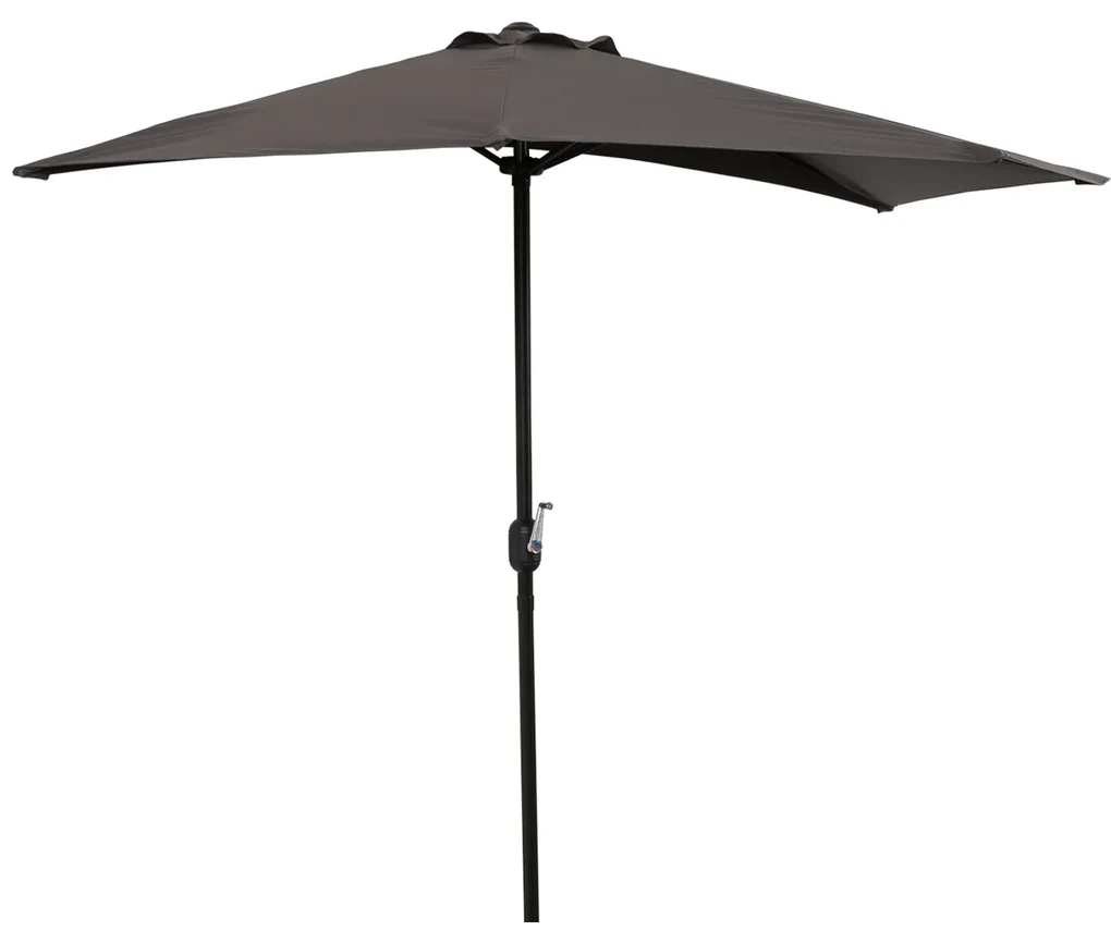 Outsunny Umbrelă Semicirculară Perete Grădină Deschidere Manivela Poliester Gri 269x138x236cm | Aosom Romania