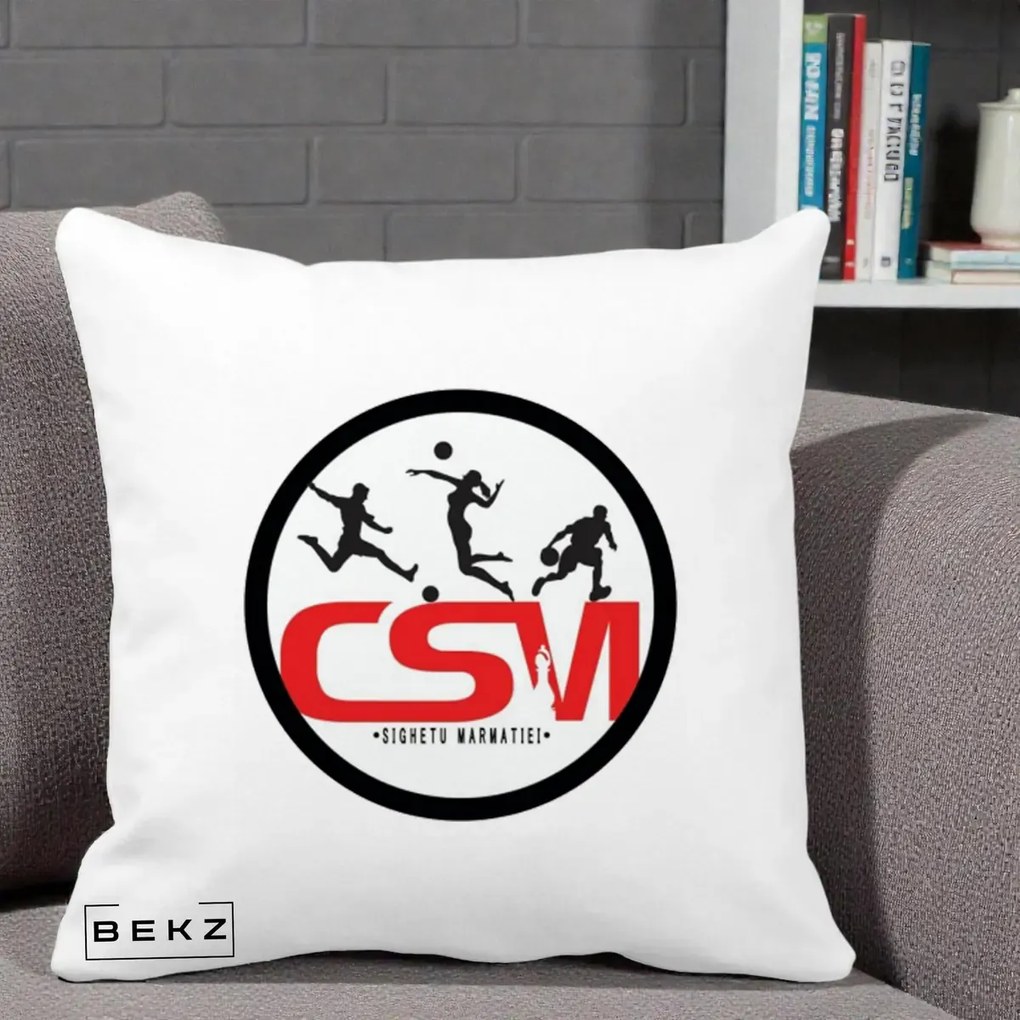Perna Personalizata CSM Sighetu Marmatiei Sport, 40x40 cm, Alba Mata, Husa Detasabila, Perna Inclusa, BEKZ®