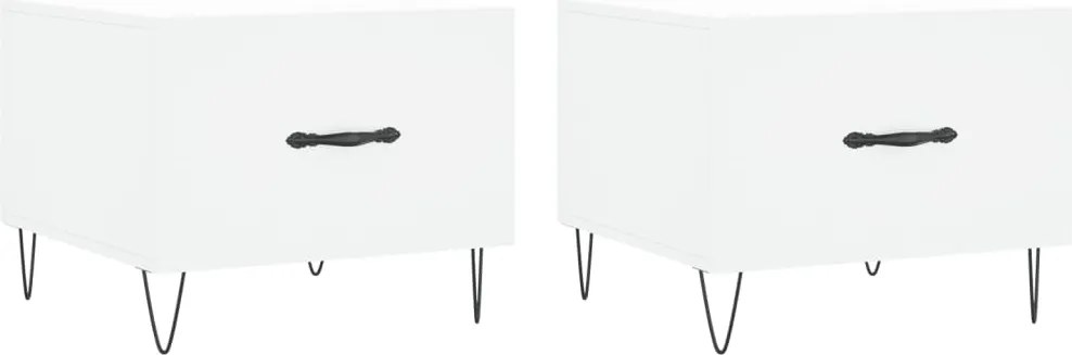 vidaXL Măsuțe de cafea, 2 buc., alb, 50x50x40 cm, lemn compozit