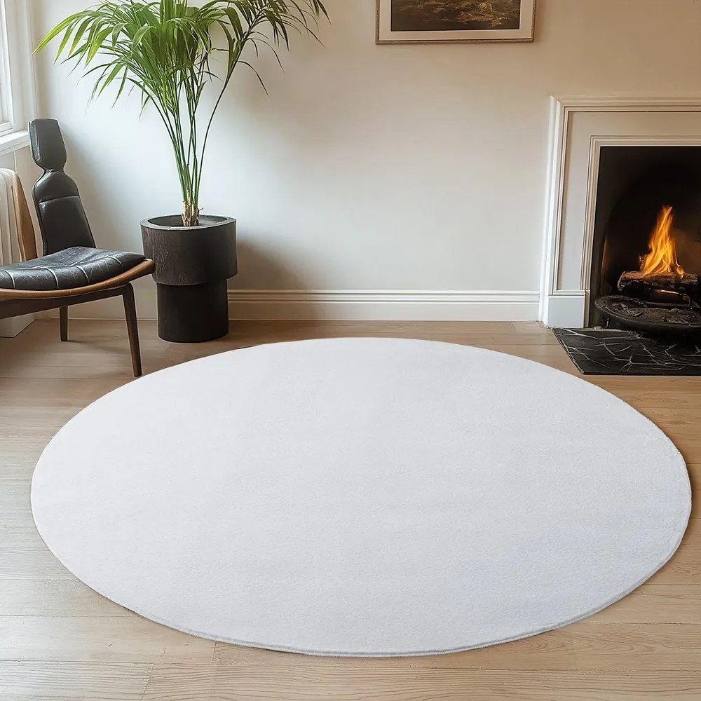 Covor alb rotund ø 120 cm Joy 1400 – Ayyildiz Carpets