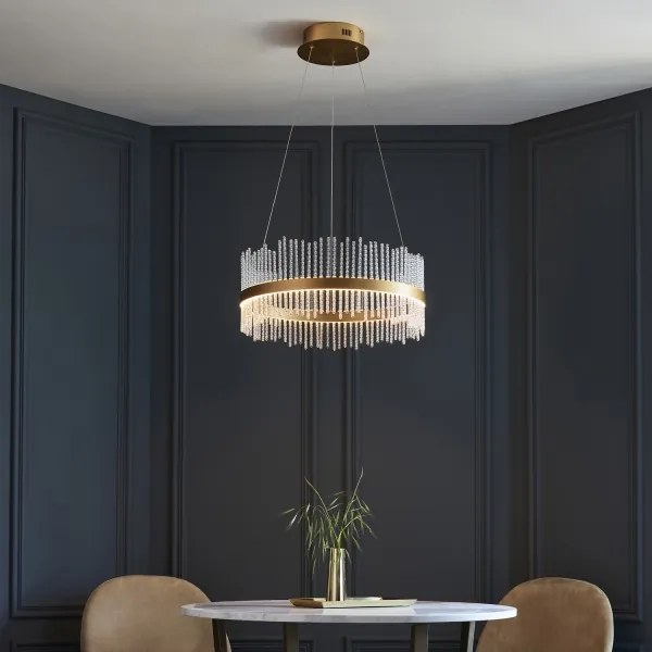 Lustră LED dimabilă pe cablu Endon 107671 ADRIEL LED/41W/230V 3000K auriu/transparent