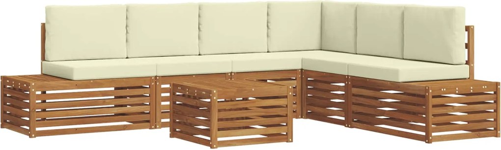 vidaXL Set de canapele de exterior cu pernă 7 Bucată Natural și Crem