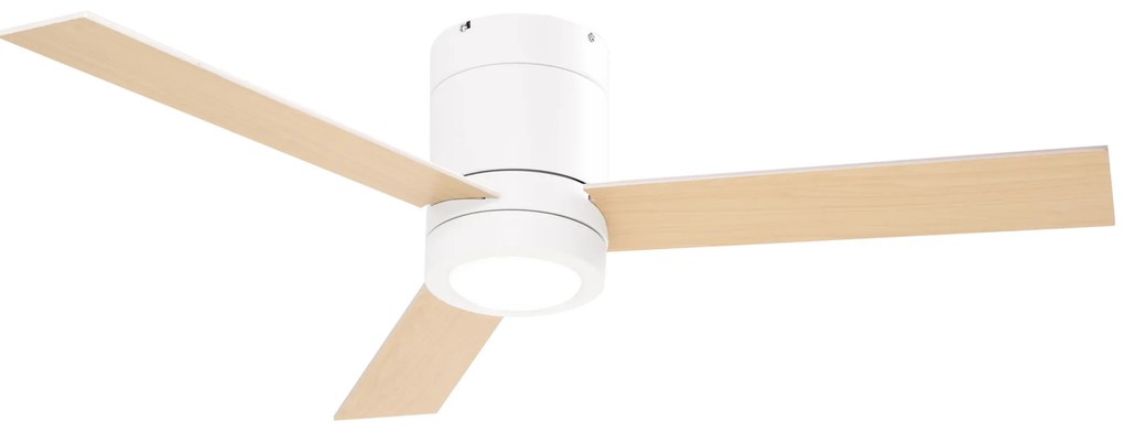 HOMCOM Ventilator de tavan 2 în 1 cu lumina LED 3 viteze silentios - telecomanda - diametru 112 cm, natural si alb | Aosom Romania