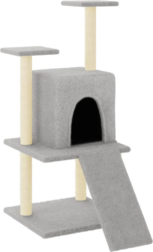 vidaXL Ansamblu pisici, stâlpi din funie sisal, gri deschis, 110 cm
