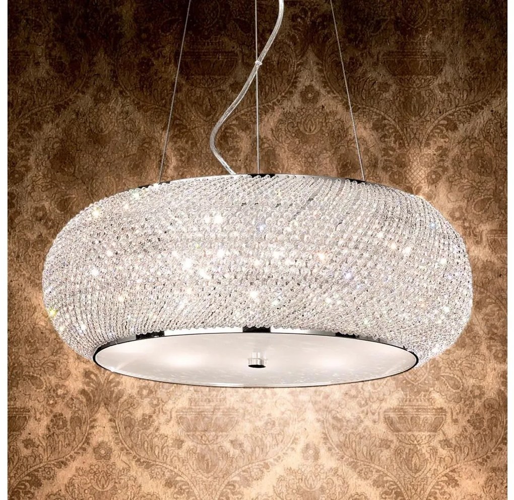 Lustră de cristal pe cablu Ideal Lux PASHA 6xE14/40W/230V d. 40 cm crom lucios