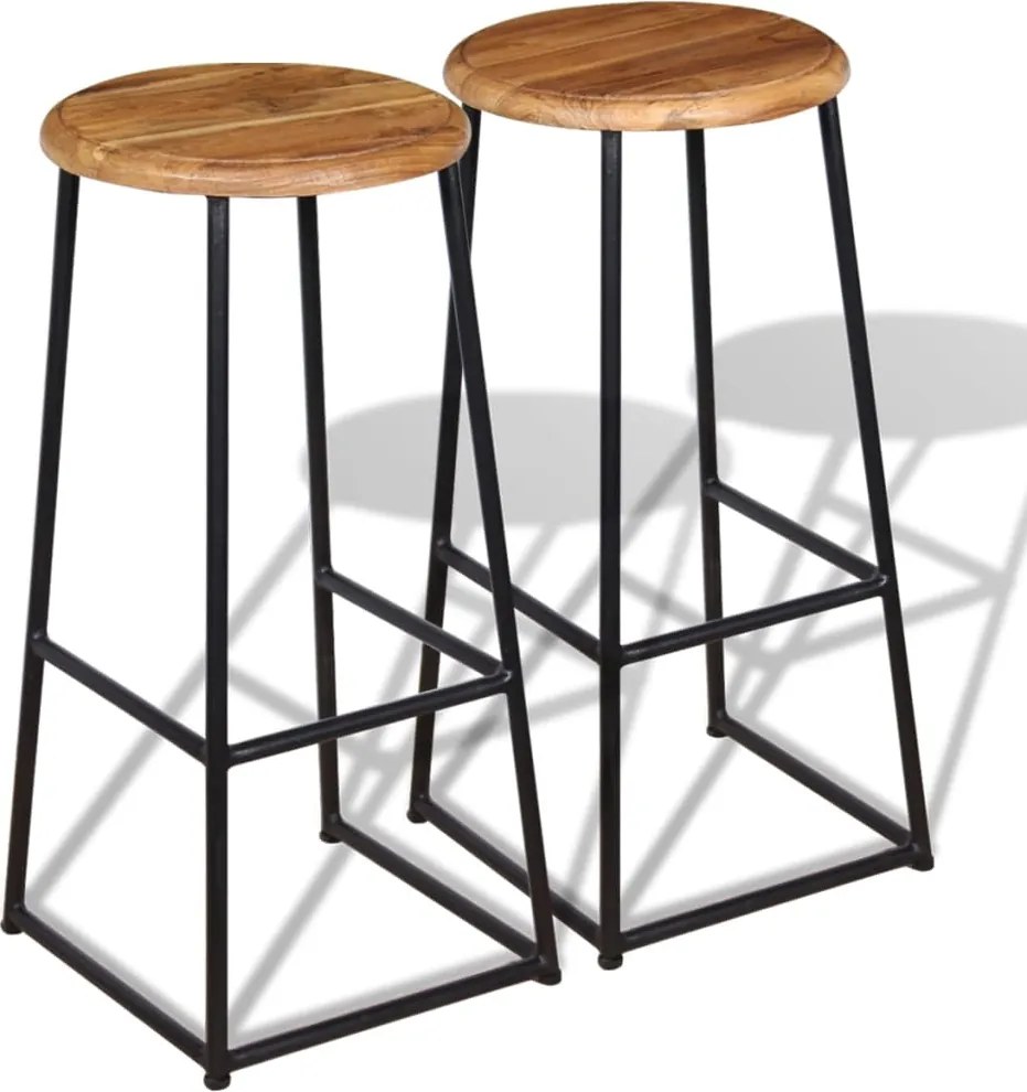 vidaXL Scaune de bar, 2 buc., lemn masiv de tec