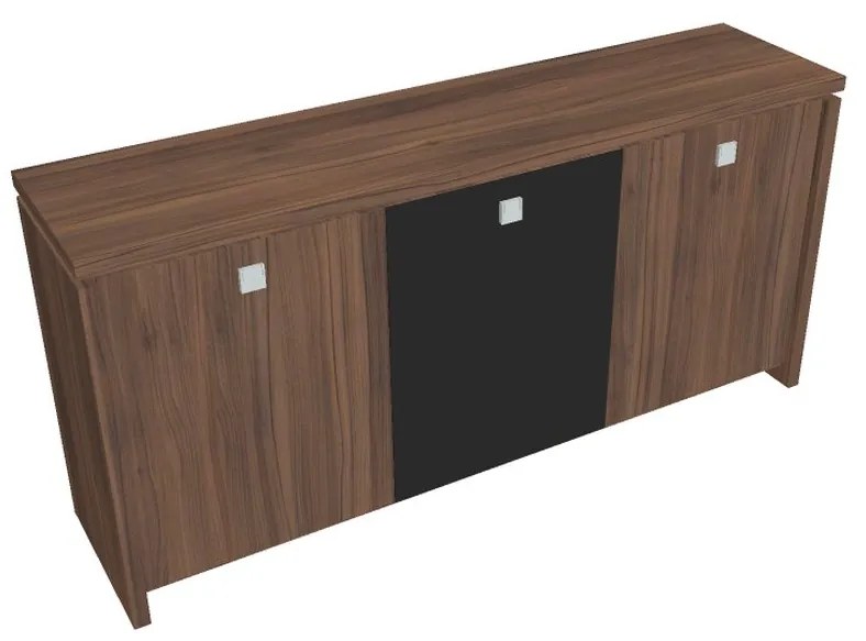 Dulap mic Verno 188 x 46 x 90 cm, uși combinate, nuc / negru