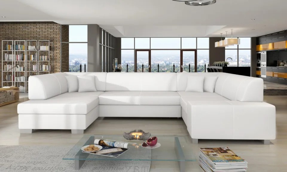 Canapea modulara cu spatiu pentru depozitare, 320x73x207 cm, Havana L02, Eltap (Culoare: Negru / Alb)