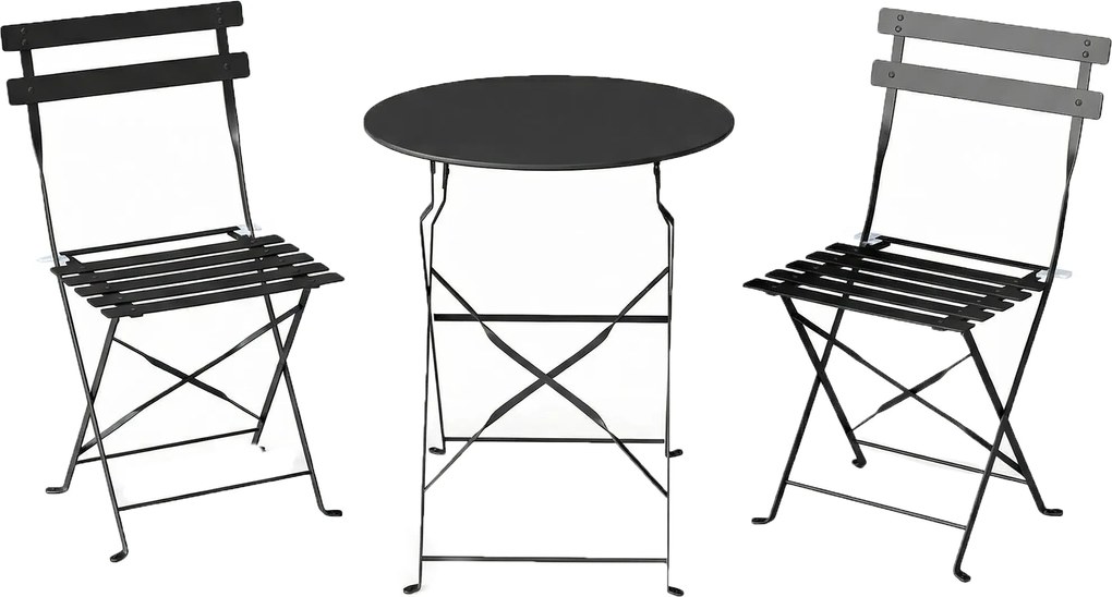 Outsunny Set Bistro Exterior, Mobilier Pliabil cu Masă și 2 Scaune, Negru | Aosom Romania