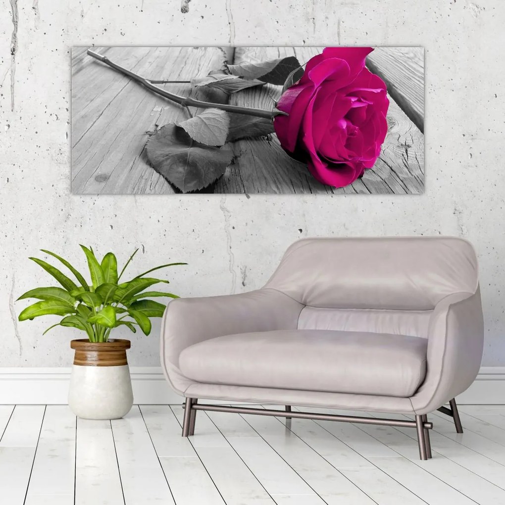 Tablou - Trandafir roz (120x50 cm)