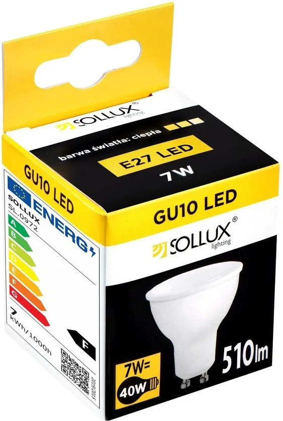 Bec LED GU10, cu lumină albă caldă 7 W – Sollux