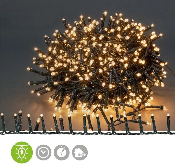 Nedis CLCC700 - Ghirlandă LED pentru exterior, 700 LED/7 funcții, 17 m, IP44, alb cald