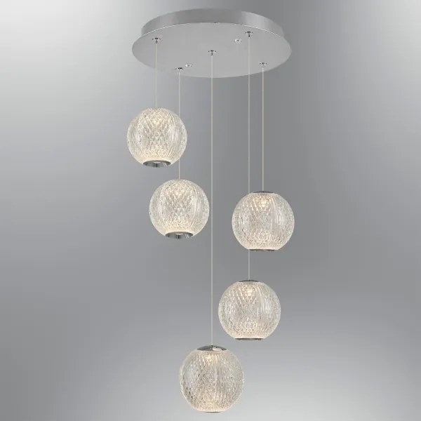 Candelabru suspendat pe cablu CREMONA 5xLED/5W/230V/3000K crom mat