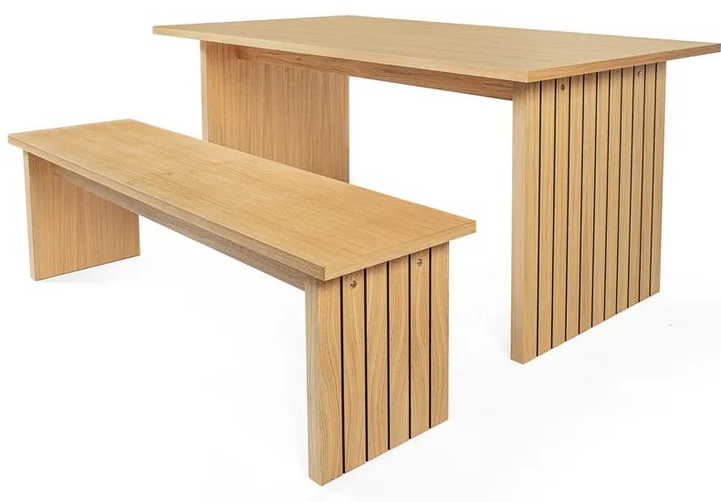 Masă de dining cu blat cu aspect de lemn de stejar 90x160 cm Stripe – Woodman