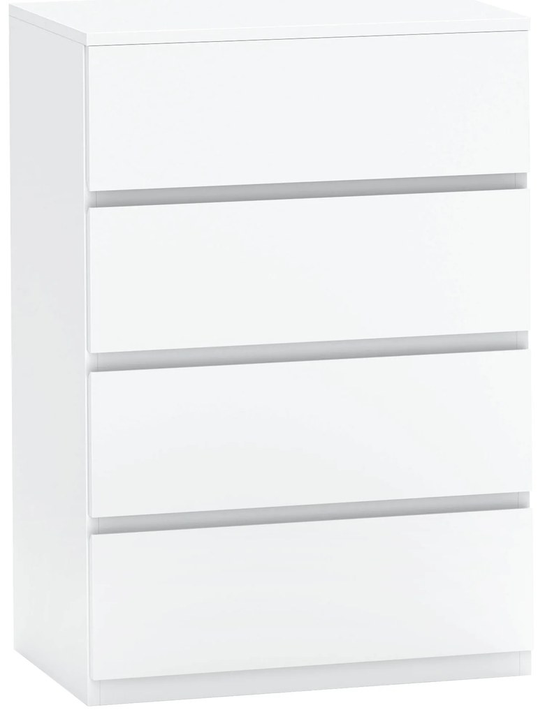 HOMCOM Comodă Sideboard, Comodă cu 4 sertare, 55 cm x 33 cm x 80 cm, Alb | Aosom Romania