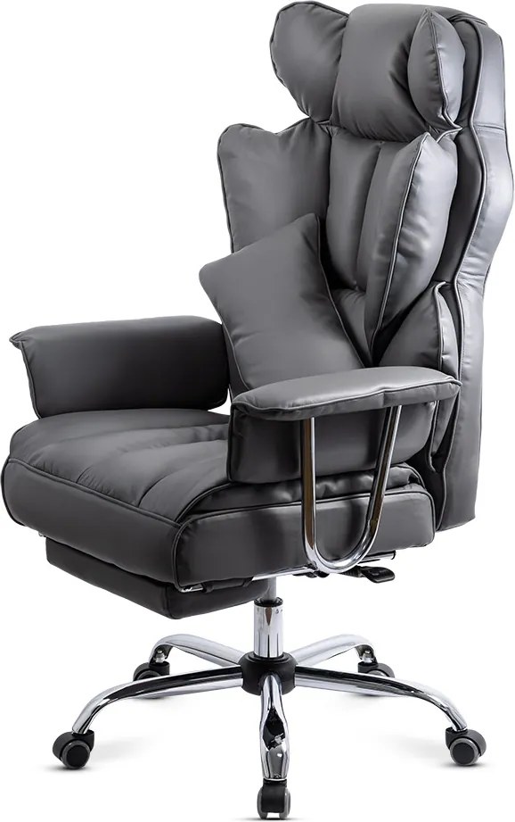 Scaun directorial gri din piele ecologica rezistent pana la 150 kg OFF 413