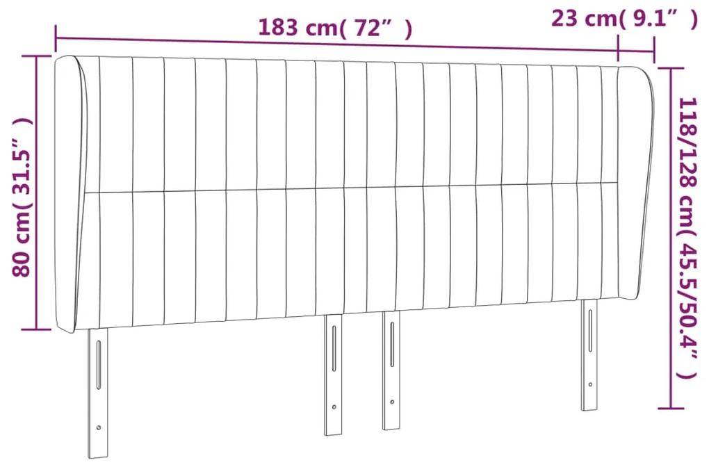 Tablie de pat cu aripioare gri deschis 183x23x118 128 cm textil 1, Gri deschis, 183 x 23 x 118 128 cm