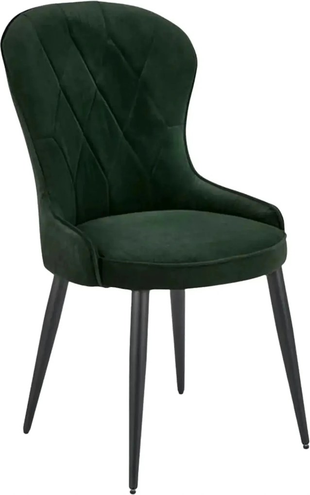 Scaun K366, verde inchis/negru, stofa catifelata/metal, 52x58x92 cm