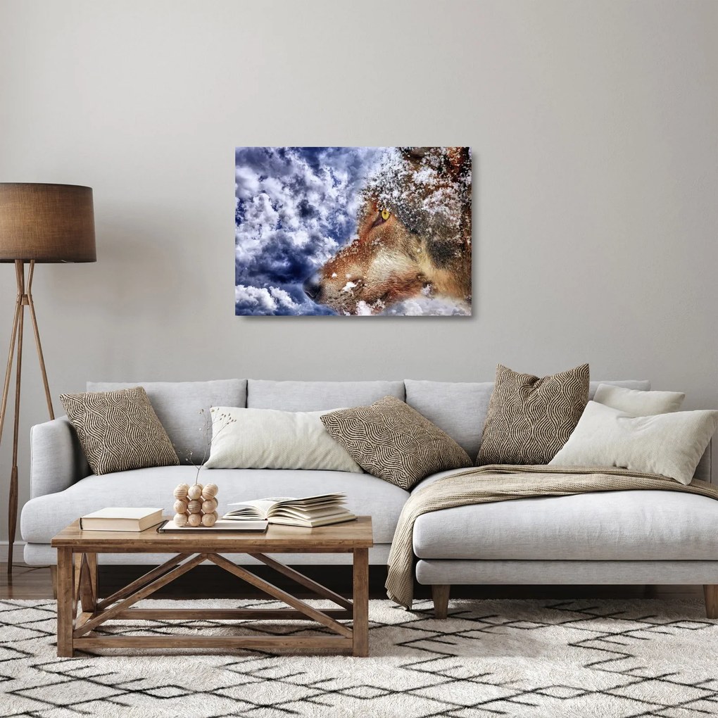 Tablou pe sticlă cu lup (70x50 cm)