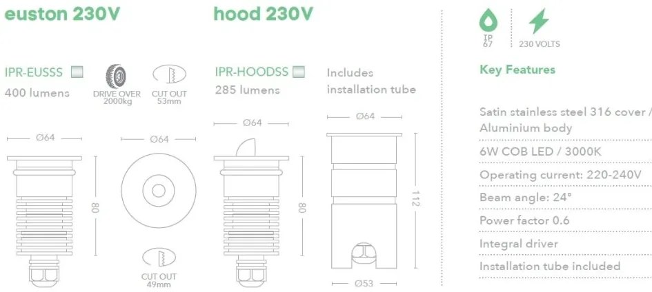 Spot LED incastrabil IP67 Euston Hood SSS