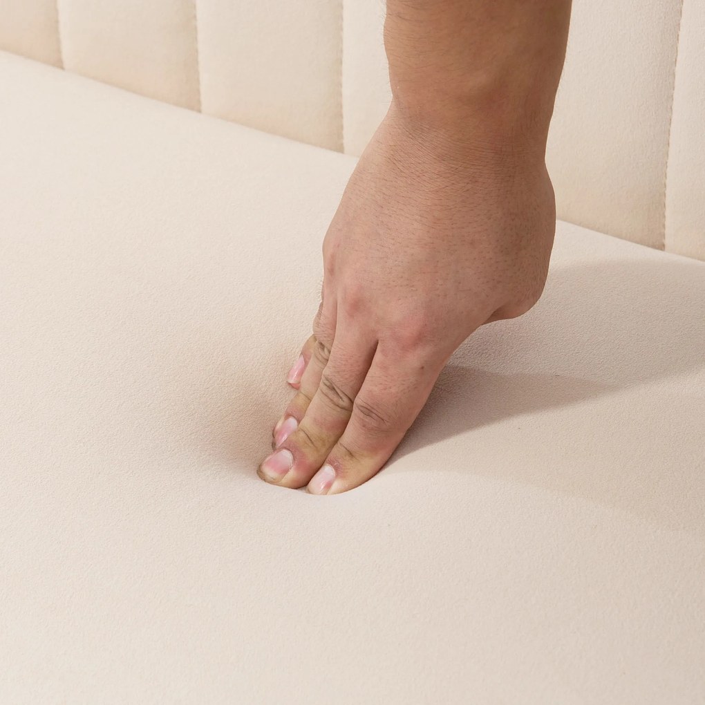 HOMCOM Canapea design retro 2 locuri, picioare din lemn, 117 cm x 56,5 cm x 77 cm, crem | Aosom Romania