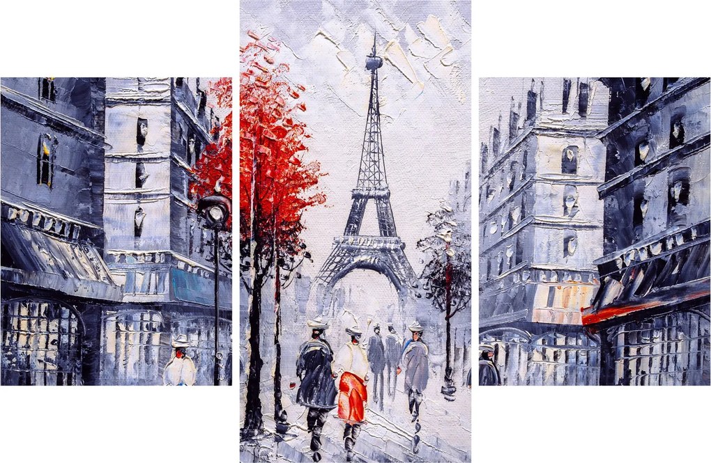 Tablou - Străzi din Paris, pictură în ulei (90x60 cm)