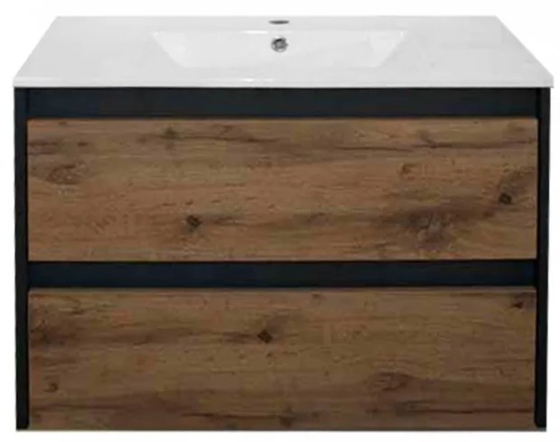 Mobilier de baie Porto 80 cu bază și lavoar în culoarea stejarului rustic antracit
