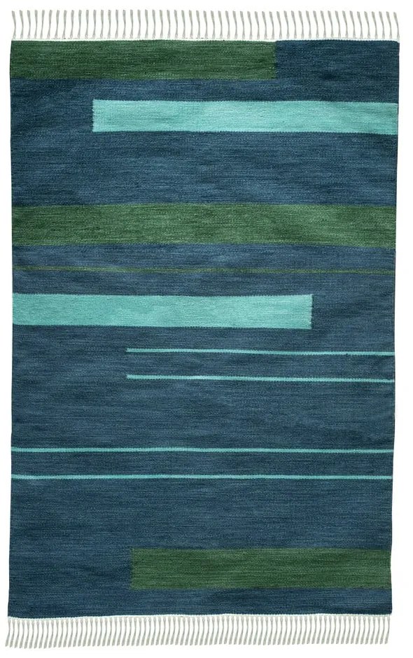 Covor reversibil pentru exterior din plastic reciclat Green Decore Marlin, 160 x 230 cm, albastru-închis