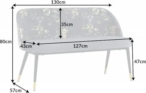 Bancheta moderna tapitata cu model floral Boutique gri