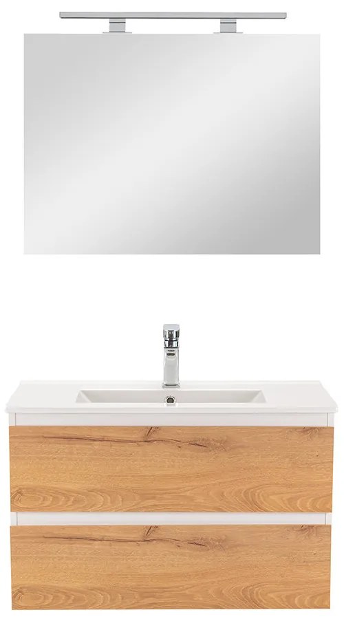 Mobilier complet de baie Vario Forte 80, stejar alb