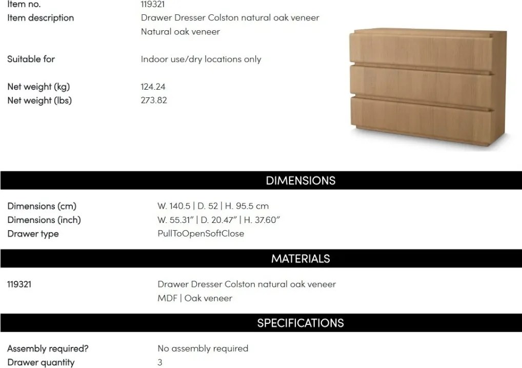 Comoda LUX Furnir Stejar Natur, Colston