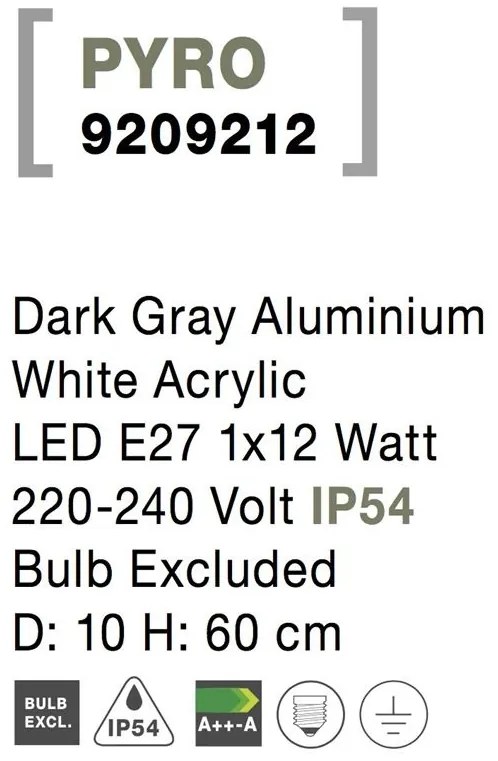 Stalp pentru iluminat exterior IP54 PYRO H-60cm NVL-9209212