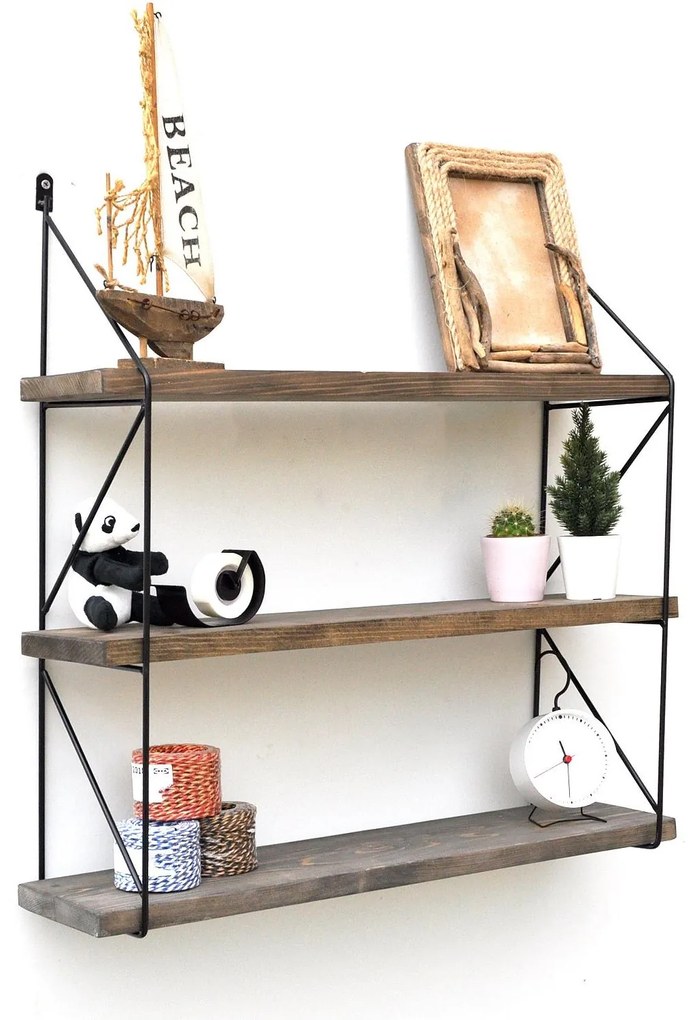 Raft decorativ de perete Duvelo 17 (Nuc + negru) . 1093664