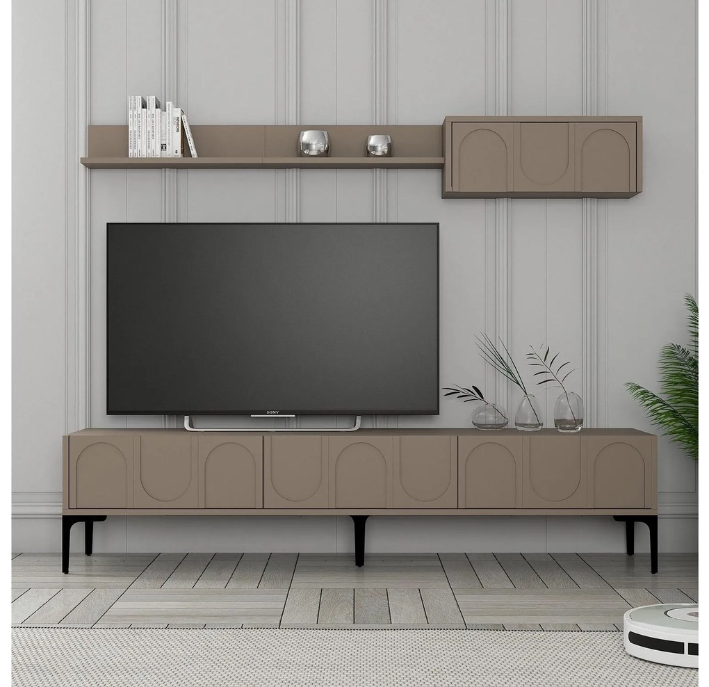 Set mobilier living Lyantela (tmavoBej + negru). 1107140