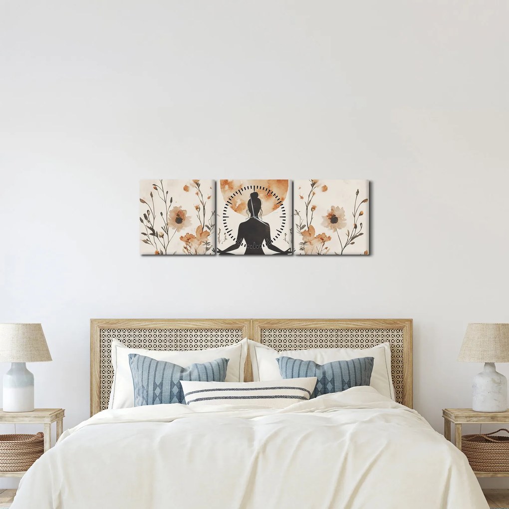 Tablou - Yoga Portocalie (cu ceas) (90x30 cm)