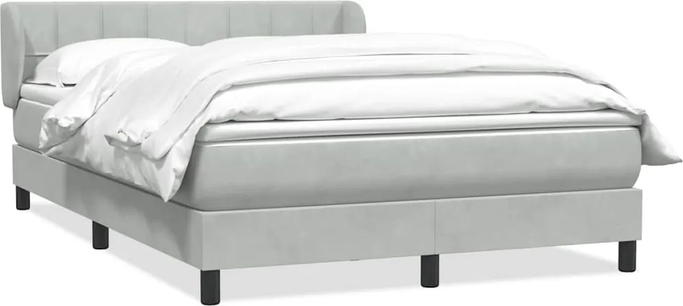 vidaXL Pat box spring cu saltea, gri deschis, 160x210 cm, catifea