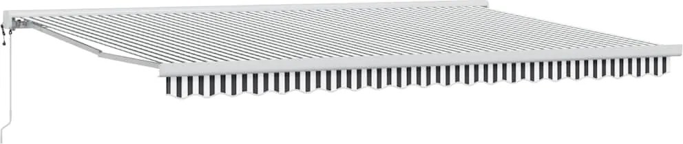vidaXL Copertină retractabilă antracit/alb, 5x3 m, textil/aluminiu
