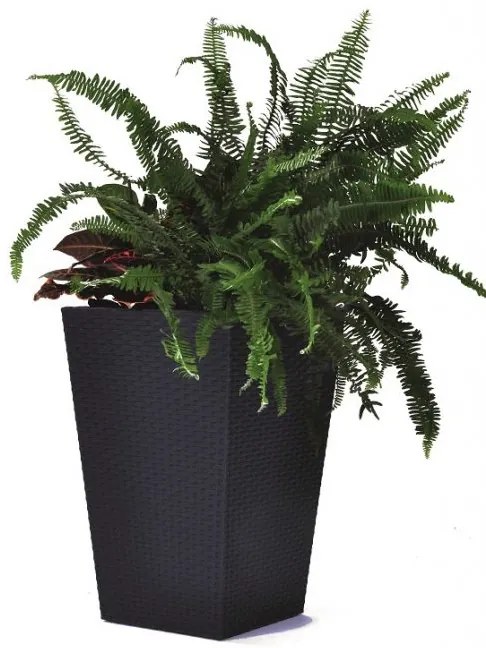 Ghiveci de flori din ratan cu aspect plastic - M